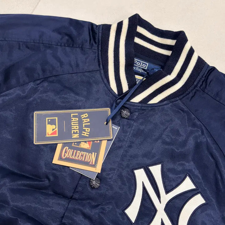 [BUNJANG] Polo Ralph Lauren Yankees Satin Jacket - Navy - L / 폴로 랄프로렌 양키스 새틴 자켓 / 네이비 / L
