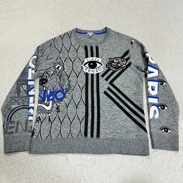 [BUNJANG] KENZO Gray Printed Sweatshirt XL / KENZO 겐조 그레이 프린팅 맨투맨 티셔츠 기모 xl