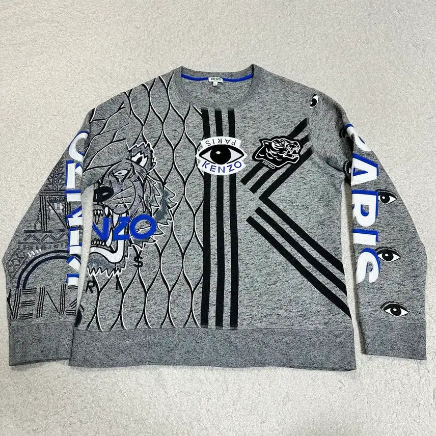 [BUNJANG] KENZO Gray Printed Sweatshirt XL / KENZO 겐조 그레이 프린팅 맨투맨 티셔츠 기모 xl