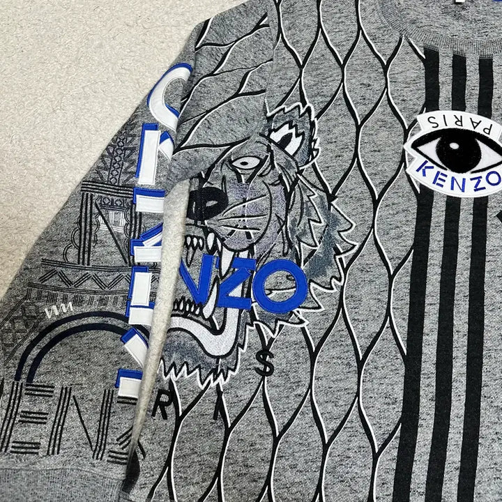 [BUNJANG] KENZO Gray Printed Sweatshirt XL / KENZO 겐조 그레이 프린팅 맨투맨 티셔츠 기모 xl