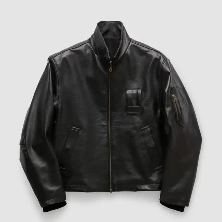 [BUNJANG] Cour Goat Skin Pilot Leather Jumper / 쿠어 고트 스킨 파일럿 레더 점퍼 Sszie