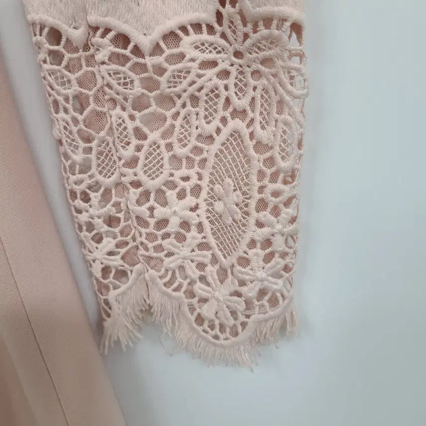 [BUNJANG] Satin Pink Lace Flare Dress / 샤틴 핑크 레이스 플레어 원피스/90/앨리스/453