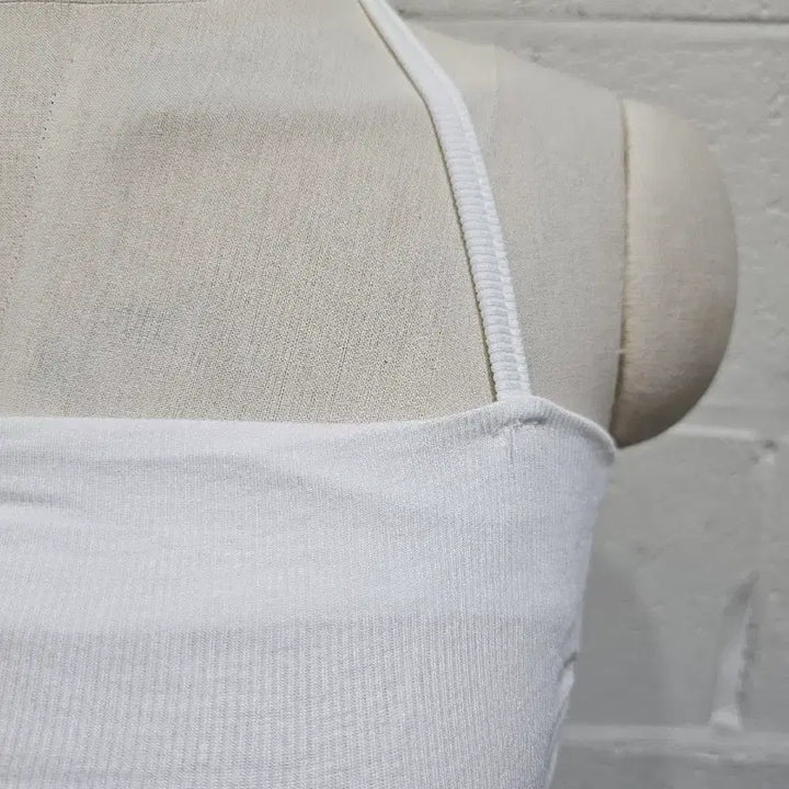 [BUNJANG] Holder Neck Ribbon Shirring Tank Top - White / 홀더넥 리본 옆셔링 나시- 화이트