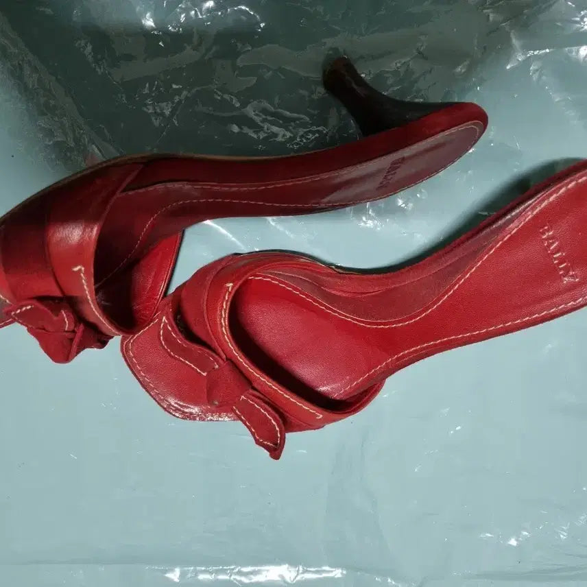 [BUNJANG] Bally Red Leather Sandals (Size 37) / BALLY 발리 레드 레더  샌들37사이즈