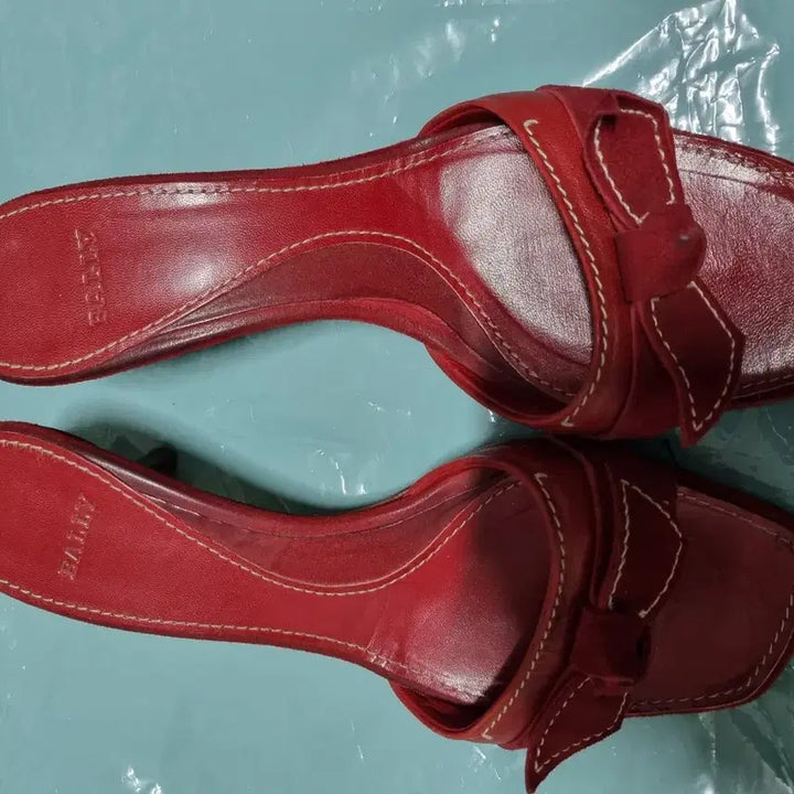 [BUNJANG] Bally Red Leather Sandals (Size 37) / BALLY 발리 레드 레더  샌들37사이즈