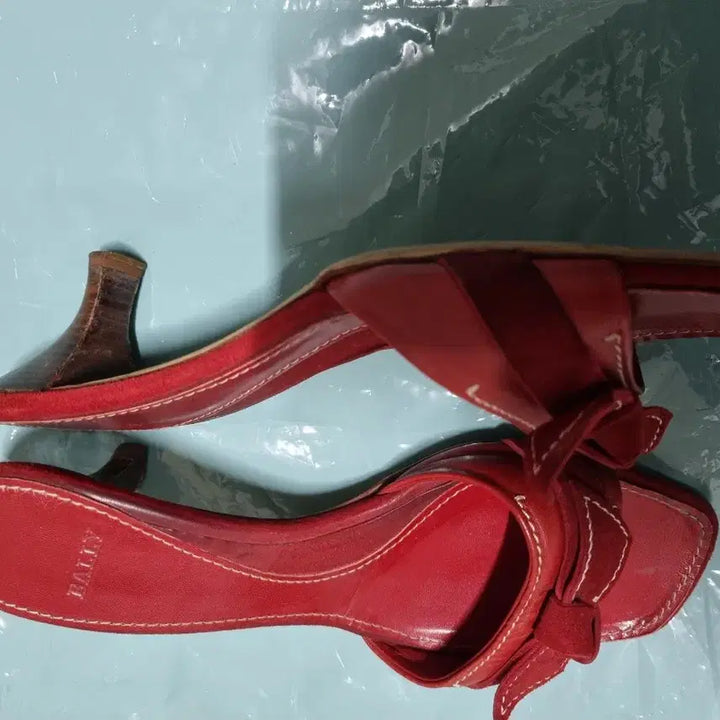 [BUNJANG] Bally Red Leather Sandals (Size 37) / BALLY 발리 레드 레더  샌들37사이즈