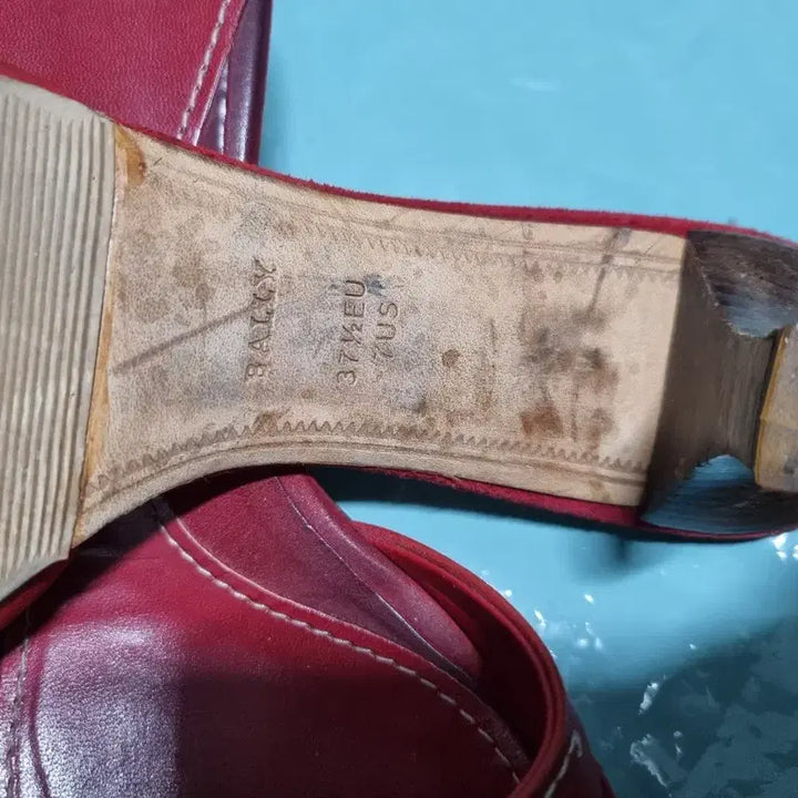 [BUNJANG] Bally Red Leather Sandals (Size 37) / BALLY 발리 레드 레더  샌들37사이즈