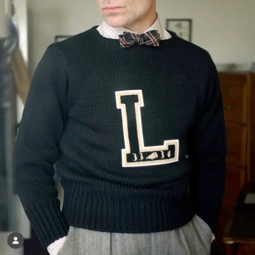 [BUNJANG] Lofty Opus Boat Neck Leather Man Sweater / [40] 로프티오퍼스 보트넥 레더맨 스웨터