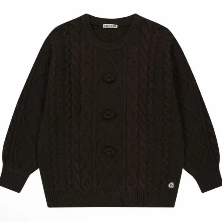 [BUNJANG] Koeseiyo Pompom Knit Brown / 코이세이오 폼폼 니트 브라운
