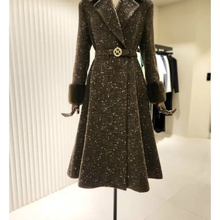 [BUNJANG] MOJO.S.FINE Mink Sleeve Trimmed Coat - Size 55 / 새상품) 모조에스핀 밍크소매 코트 55