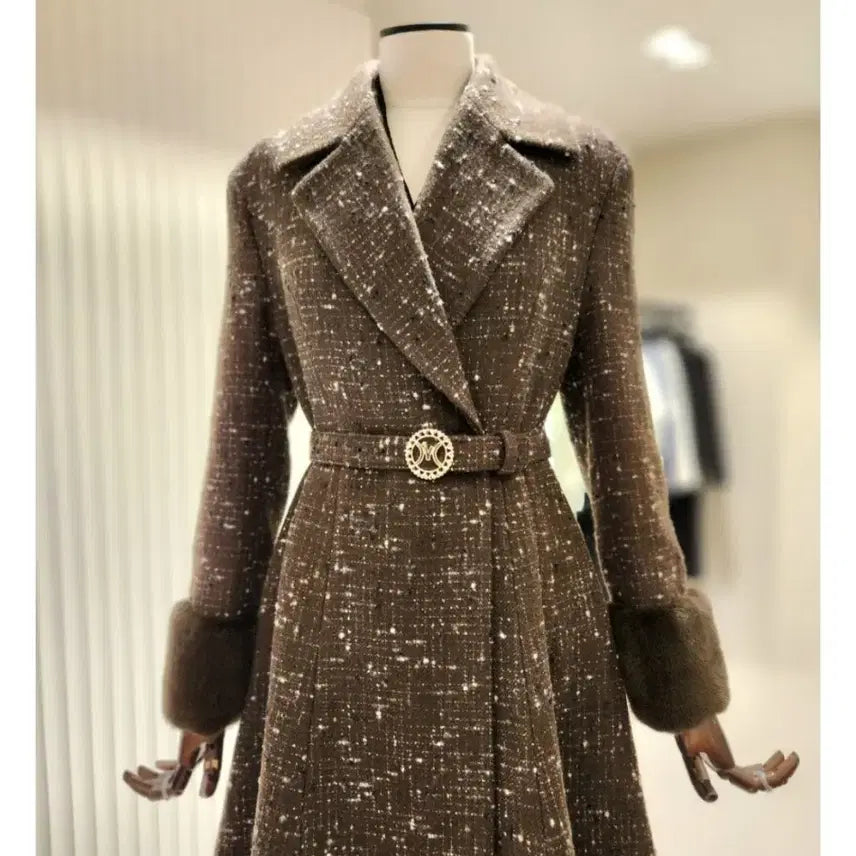[BUNJANG] MOJO.S.FINE Mink Sleeve Trimmed Coat - Size 55 / 새상품) 모조에스핀 밍크소매 코트 55