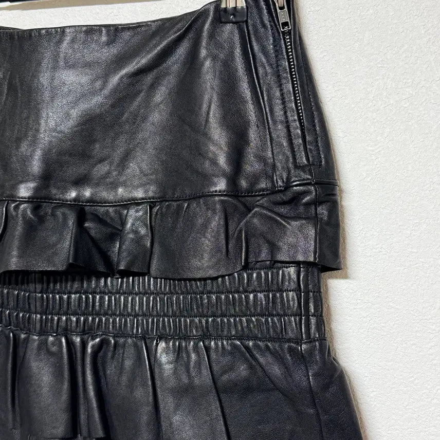 [BUNJANG] Maje Leather Frill Skirt / 마쥬 가죽 프릴 스커트 36