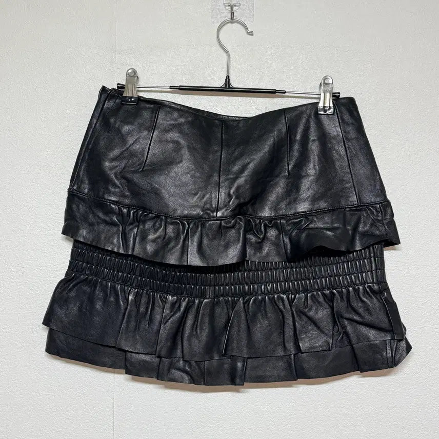 [BUNJANG] Maje Leather Frill Skirt / 마쥬 가죽 프릴 스커트 36