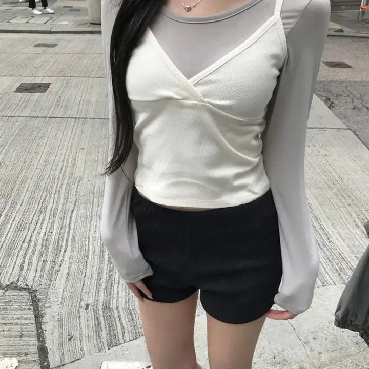[BUNJANG] Minifore Mauve Layered Top Set - Khaki / [새제품.바로배송] 미니포에 모브 레이어드 탑 세트 카키