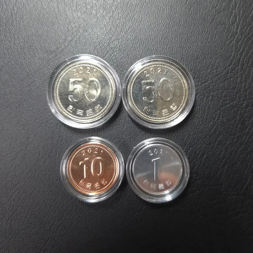 [BUNJANG] Rare 2021 Korean Coins Collection (50 Won, 10 Won, 1 Won) - 4 Pieces / 귀한 2021년50원 10원 1원 총4개모두 희귀동전수집용