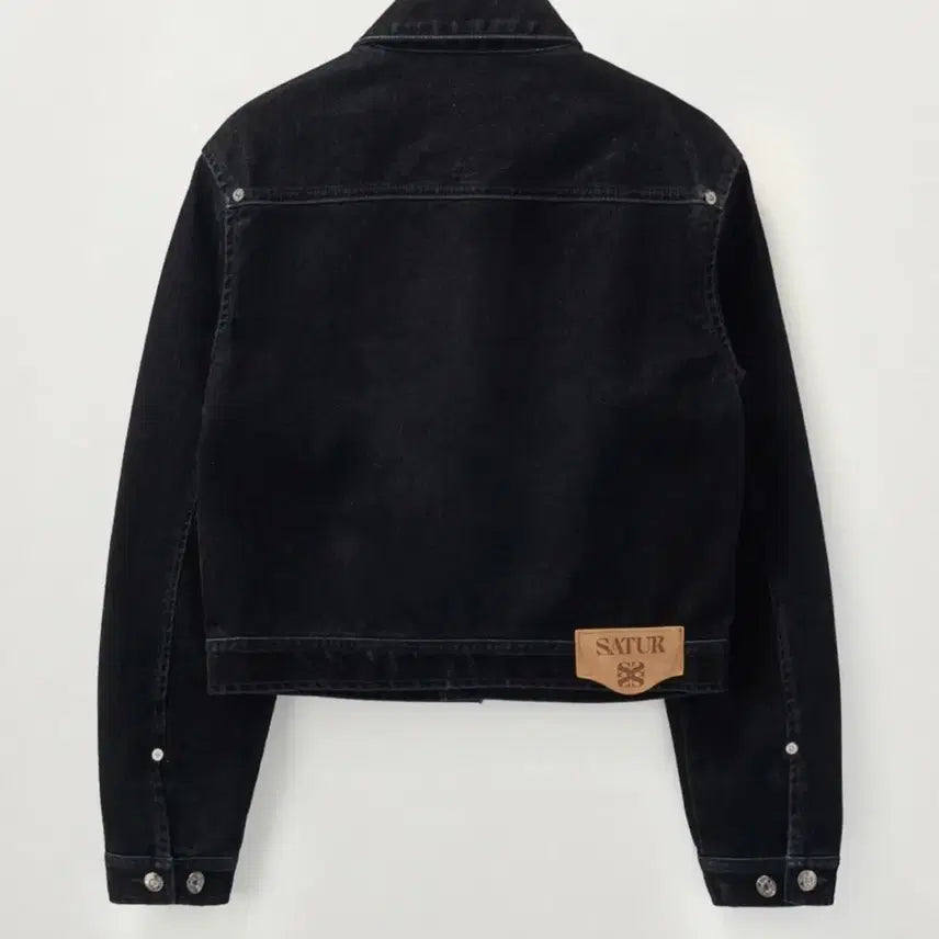 [BUNJANG] SATUR Black Denim Cropped Jacket WS Size / SATUR 블랙 데님 크롭 자켓