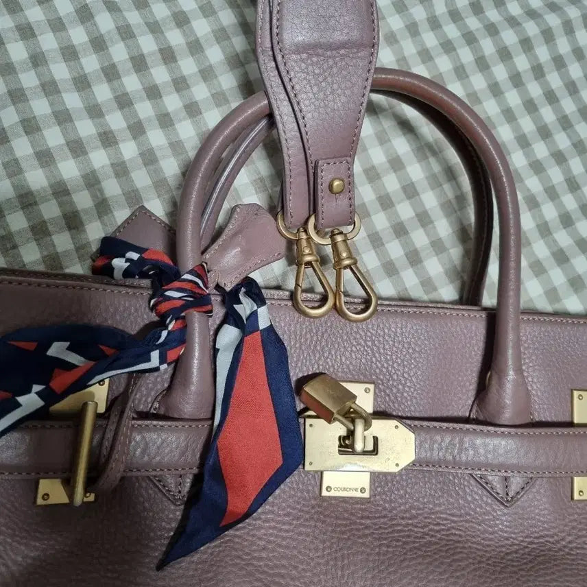 [BUNJANG] Couronne Lavender Pink Tote Cross Bag with Scarf / 쿠론 라벤더 핑크 토트 크로스 빅백 스카프포함