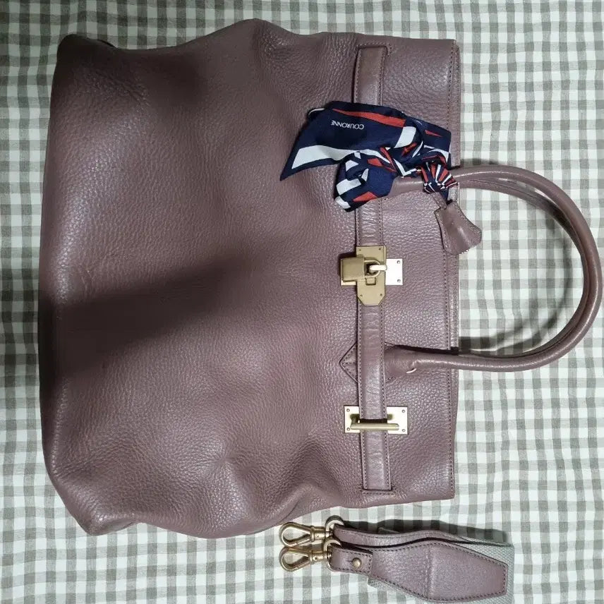 [BUNJANG] Couronne Lavender Pink Tote Cross Bag with Scarf / 쿠론 라벤더 핑크 토트 크로스 빅백 스카프포함