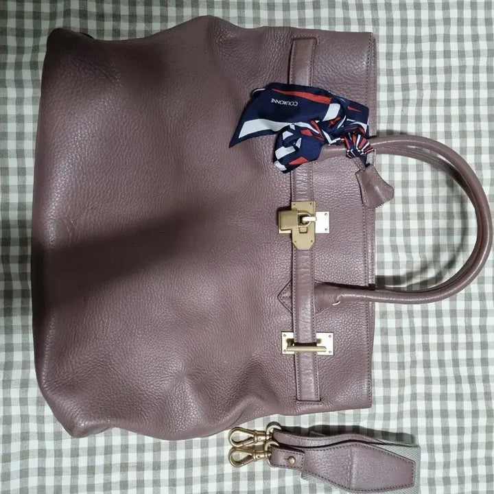 [BUNJANG] Couronne Lavender Pink Tote Cross Bag with Scarf / 쿠론 라벤더 핑크 토트 크로스 빅백 스카프포함