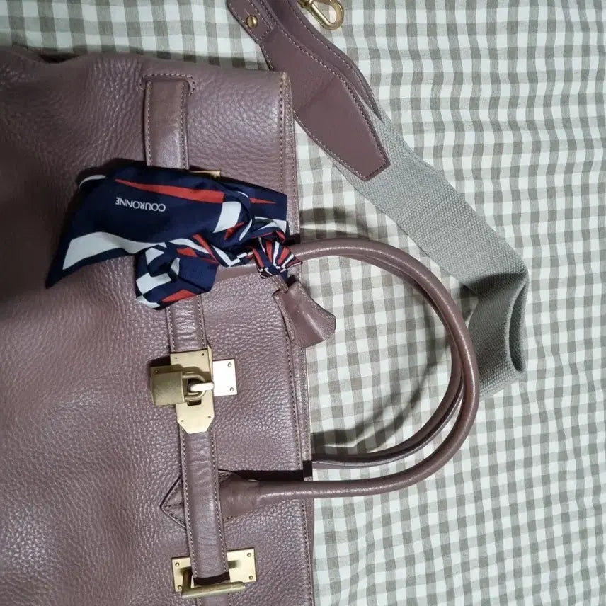 [BUNJANG] Couronne Lavender Pink Tote Cross Bag with Scarf / 쿠론 라벤더 핑크 토트 크로스 빅백 스카프포함