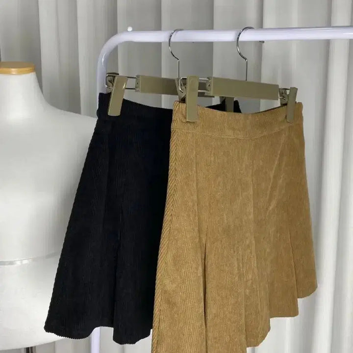 [BUNJANG] Corduroy Pleated Skirt Black S / 코듀로이 플리츠 스커트 블랙 s