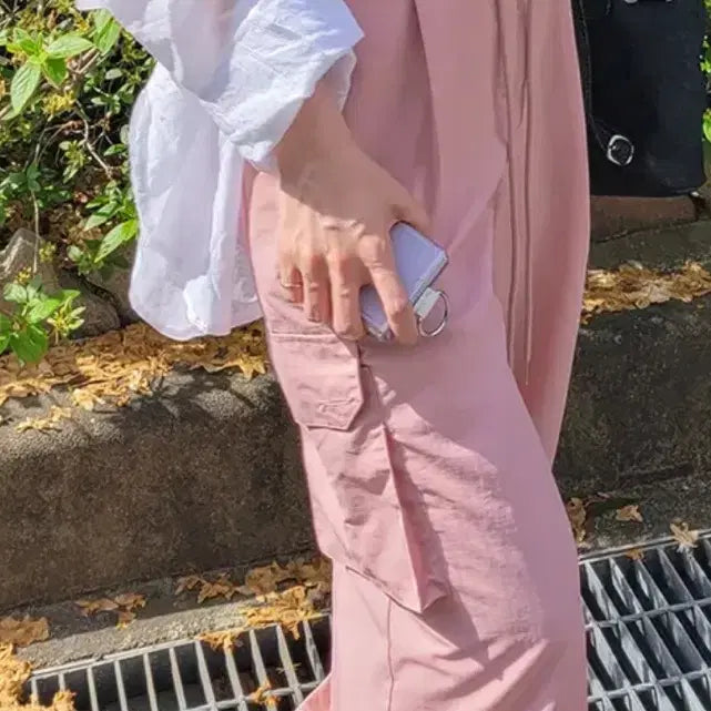 [BUNJANG] Pink Cargo String Two-Way Pants / 핑크 바스락 카고 스트링 투웨이 팬츠
