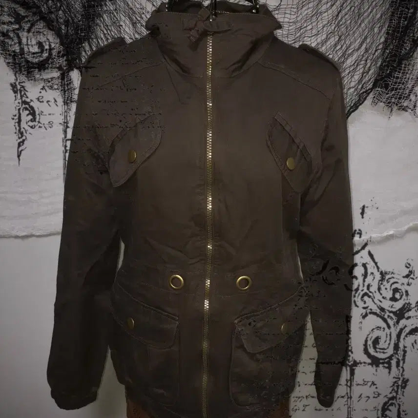 [SOLD OUT] grunge y2k gold button brown jacket