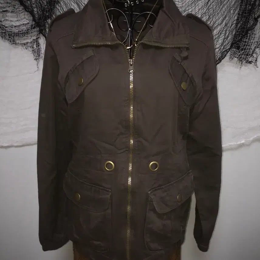 [SOLD OUT] grunge y2k gold button brown jacket