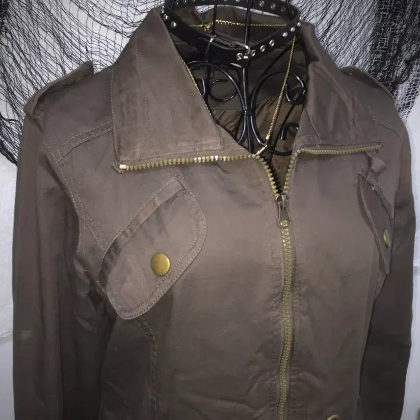 [SOLD OUT] grunge y2k gold button brown jacket
