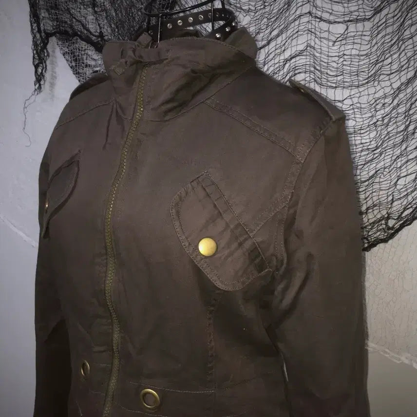 [SOLD OUT] grunge y2k gold button brown jacket