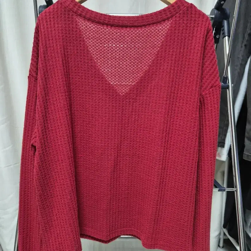 [BUNJANG] V-Neck Knit Red Sweater / 브이넥 니트 레드