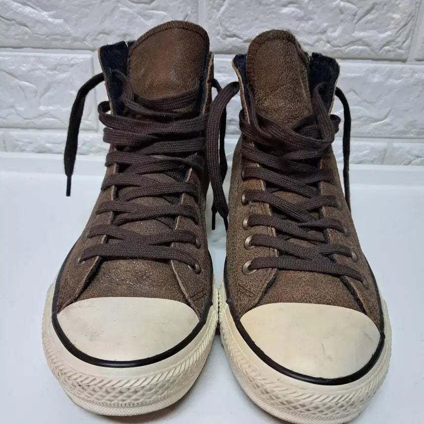 [BUNJANG] Converse All Star Brown Leather High-Top Sneakers / 컨버스 올스타 브라운 하이탑 260