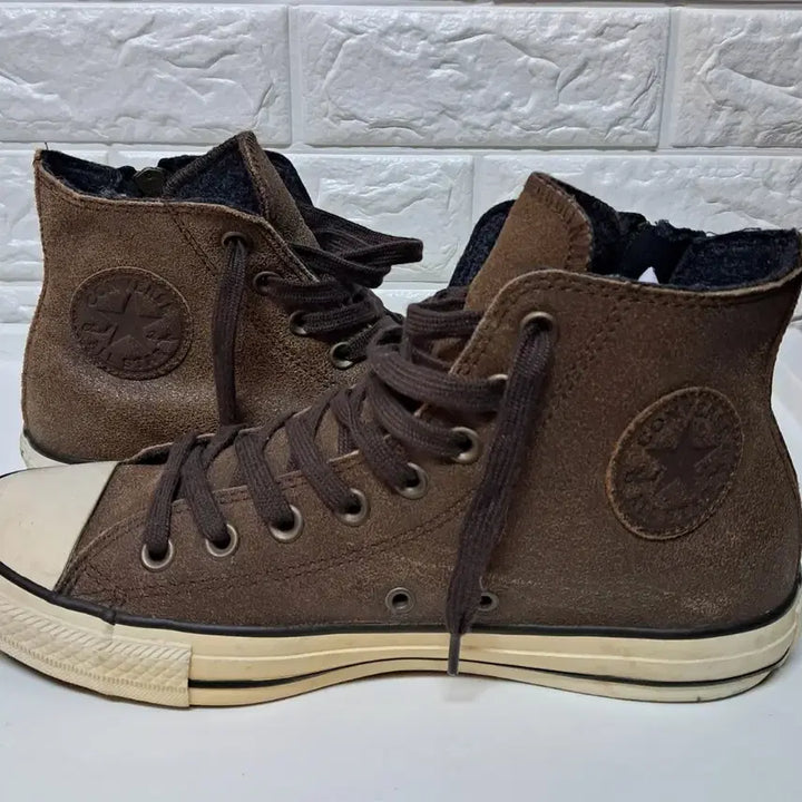 [BUNJANG] Converse All Star Brown Leather High-Top Sneakers / 컨버스 올스타 브라운 하이탑 260