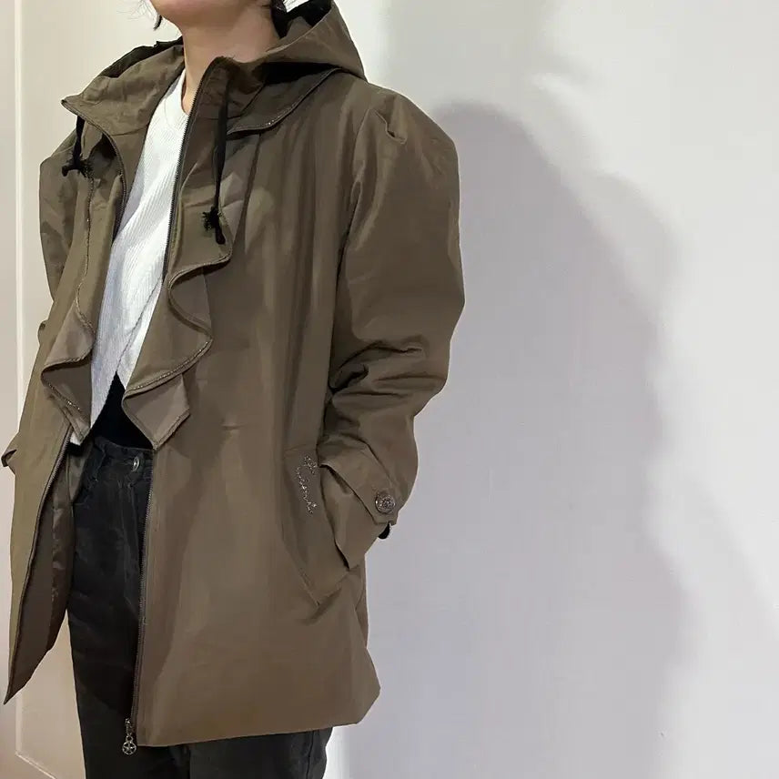 [BUNJANG] Unbranded Olive Green Khaki Field Jacket / (새상품) 후드 카키올리브색 야상 점퍼