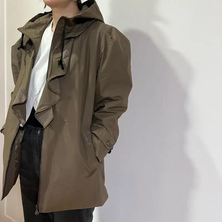 [BUNJANG] Unbranded Olive Green Khaki Field Jacket / (새상품) 후드 카키올리브색 야상 점퍼