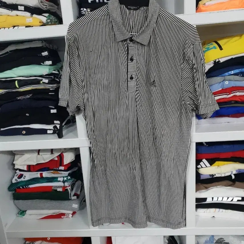[BUNJANG] Beanpole Striped Short-Sleeve Polo Shirt / 빈폴 스트라이프 반팔 카라티