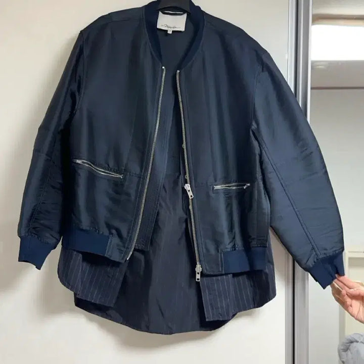[BUNJANG] Phillip Lim Satin Layered Jacket Navy / 필립림 phillip lim 셔츠레이어드 사틴 자켓 네이비