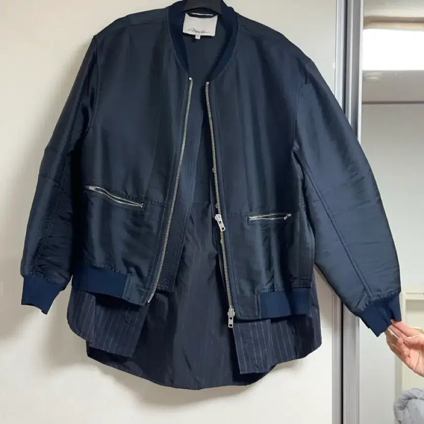 [BUNJANG] Phillip Lim Satin Layered Jacket Navy / 필립림 phillip lim 셔츠레이어드 사틴 자켓 네이비