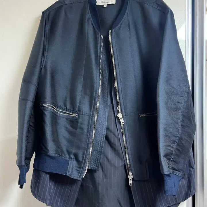 [BUNJANG] Phillip Lim Satin Layered Jacket Navy / 필립림 phillip lim 셔츠레이어드 사틴 자켓 네이비