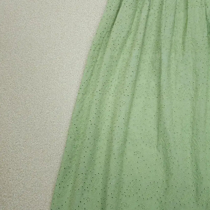 [BUNJANG] Vintage Square Neck Long Dress / (F)여성 롱 원피스 스퀘어넥 반팔 펀칭 빈티지 E9W2454
