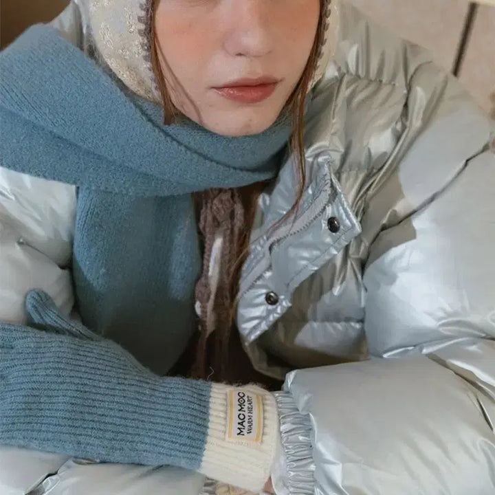 [BUNJANG] Mark Mohk Wool Gloves &amp; Scarf Set (Sky) / 마크모크 울 장갑+머플러(스카이)