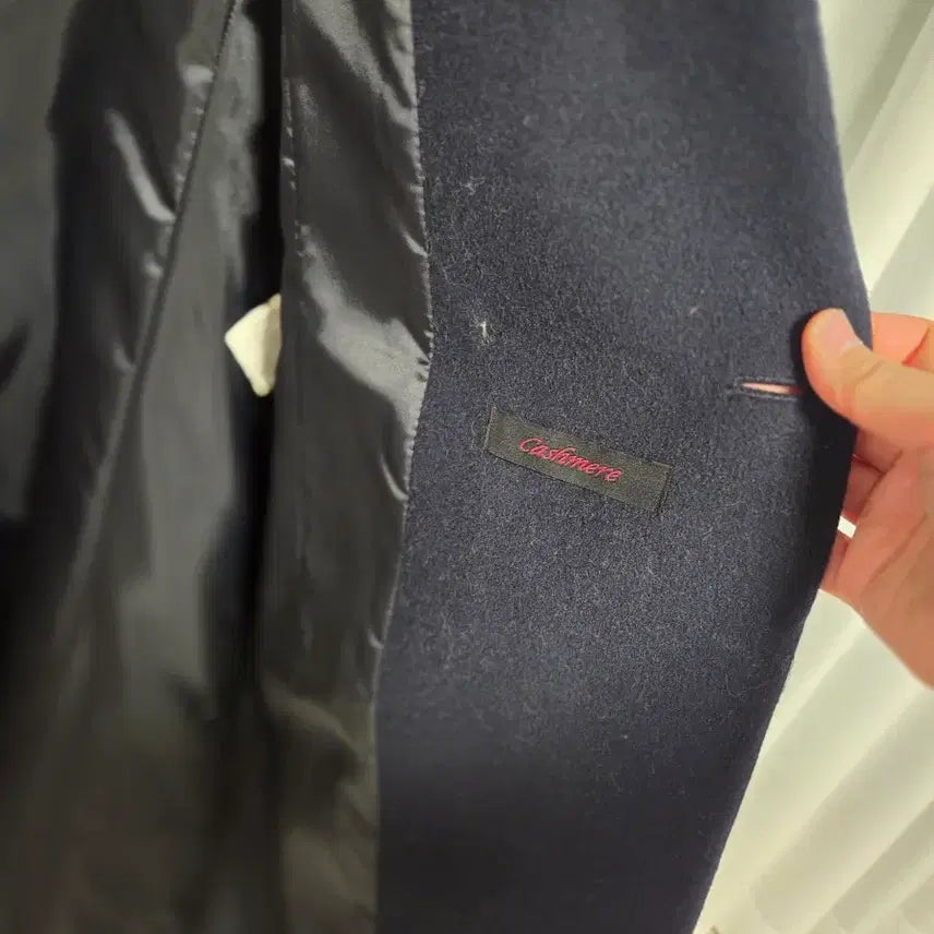 [BUNJANG] LIST Double-Button Long Coat Navy / 리스트 더블 버튼 롱 코트 네이비