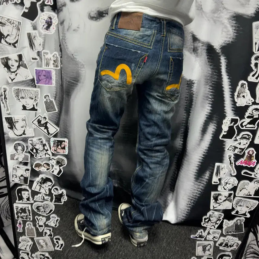 [BUNJANG] EVISU Signature Washed Jeans / EVISU 에비수 워싱 시그니처 팬츠