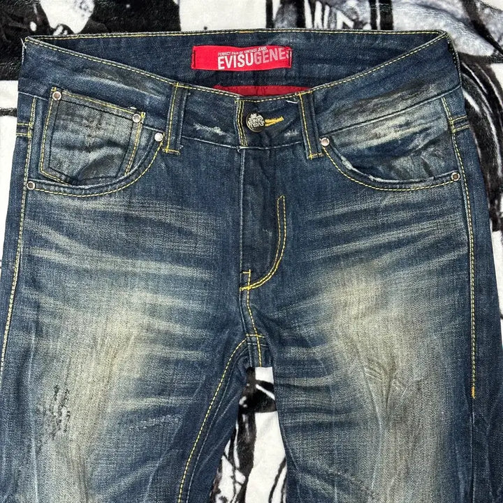 [BUNJANG] EVISU Signature Washed Jeans / EVISU 에비수 워싱 시그니처 팬츠