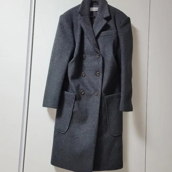 [BUNJANG] Go Girl Double Button Long Coat - Gray / 고걸)더블 버튼 롱 코트 그레이