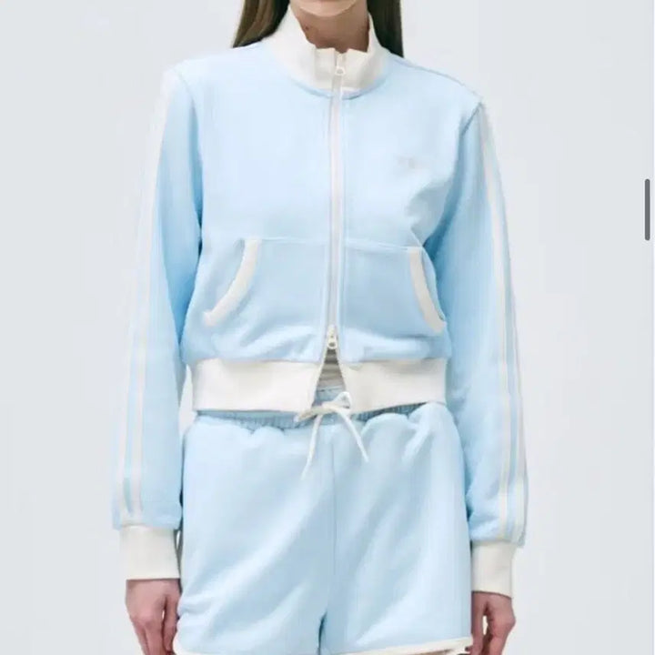 [BUNJANG] Nerdy Heritage Crop Track Top Jersey Soft Blue (M) / 널디 헤리티지 크롭 트랙탑 져지 소프트블루 M