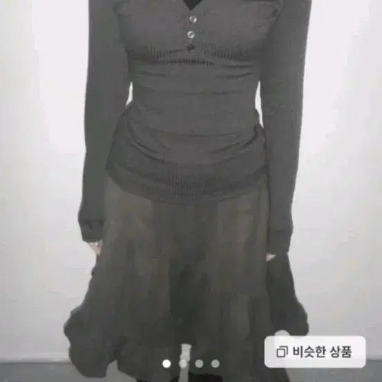 [BUNJANG] Sleepover ruru Button T Charcoal Long Sleeve / 슬립오버 ruru button t 차콜 롱슬리브