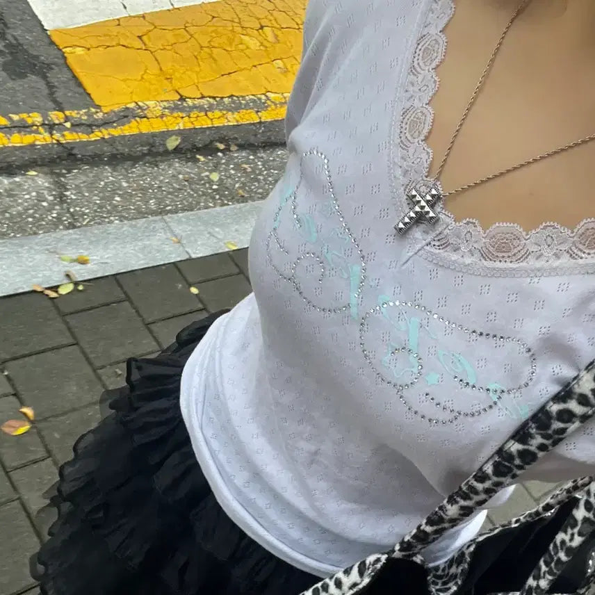 [BUNJANG] Shalom Club Pop Pop Lace Top / 샬롬클럽 위시 팝팝 레이스탑