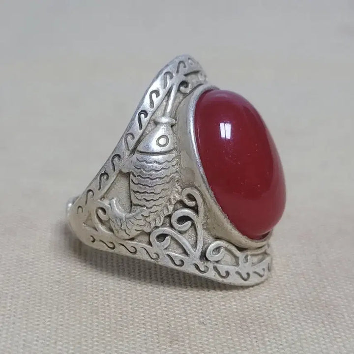 [BUNJANG] Fish Ornament White Copper Ring / 물고기 장식 백동반지