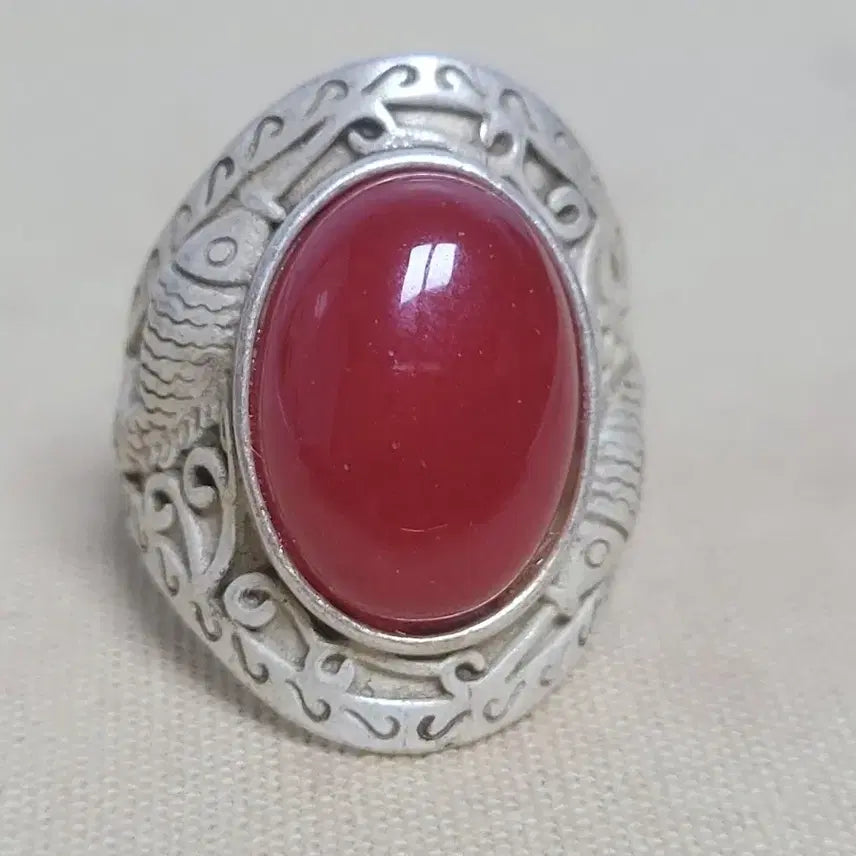 [BUNJANG] Fish Ornament White Copper Ring / 물고기 장식 백동반지